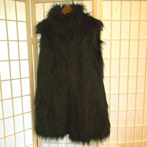 Zara black faux-fur vest